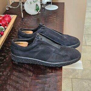 OXS Men's Zip-Closure Nubuck Leather Sneakers, Black, Sz 12